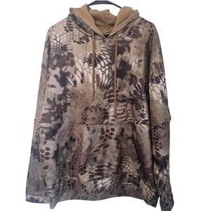 Kryptek Highlander Camo Hoodie Mens XL Performance Fleece Hunting sweat Brown